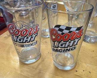 Coors Light Racing 16oz pint beer glasses
