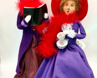 (2) Byers' Choice Caroler figurines from the 2004 "Red Hat Society" series.