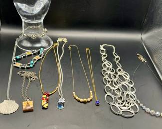 Carved Scarab Necklace & Vintage Jewelry Lot