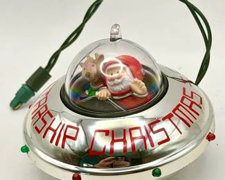 Hallmark Keepsake 1990 Starship Christmas Santa & Reindeer Ornament