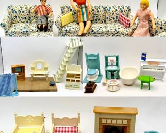 Vintage Dolls & Dollhouse Furniture Lot