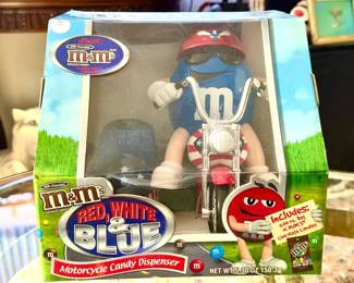 M&M's Red, White & Blue Motorcycle Candy Dispenser.
