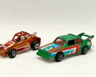 (2) 1980s Kenner Hong Kong Toy Cars Kenner Fast 111's diecast toy car, specifically a green BMW 320i numbered 3 1980 Kenner Fast 111's "Dirt Digger" Dune Buggy diecast toy car.