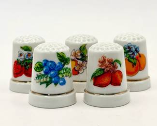 (6) Adorable Fruit Porcelain Thimbles