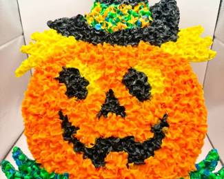 Handmade Melted Plastic Popcorn Jack-o-Lantern Halloween Decoration