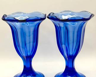 (2) Cobalt Blue Glass Sundae Cups