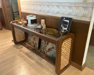 Glass/rattan sofa table 