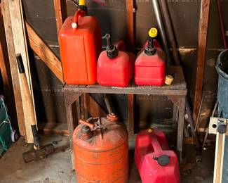 Various gas cans, one metal