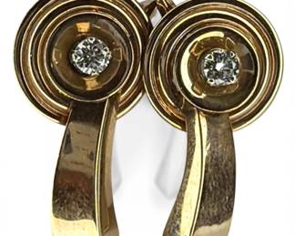 Art Deco 14k Gold Diamond Earrings