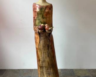 Italian Life Size Woman Garden Sculpture, Terracotta