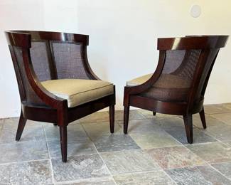 DESSIN FOURNIR Art Deco Style Accent Chairs, Pair
