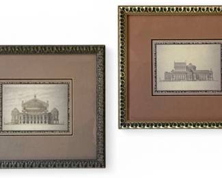 Two 19th C. "View of the Paris Opera House" Architectural Prints