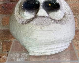 Folk Art Cement Skull Sculpture