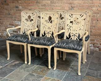Set of 6 Palm Leaf Motif Dining Chairs, CASA BIQUE