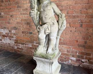 Early 20th C. Four Seasons Cherub Garden Statue, Fall