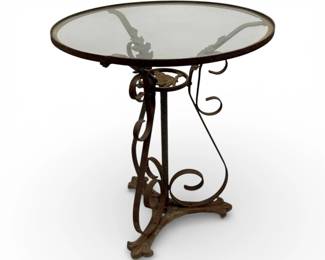 1920's French Wrought Iron Rose Motif Cocktail Table