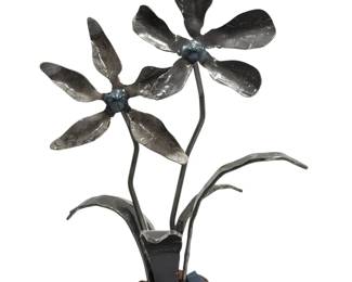 Metalwork and Amethyst Flower Sculpture