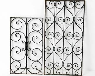 2 French Wrought Iron Architectural Panels