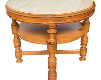 MILLING ROAD for BAKER Pine and Travertine Side Table