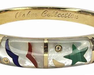 14k Gold, Multigem & Diamond Bangle Bracelet, ASCH GROSSBARDT