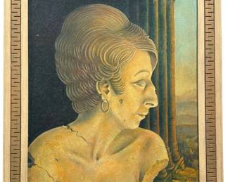 Mid Century Bust Painting of a Woman