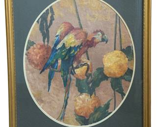 After STARK DAVIS Parrot Oil Painting