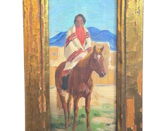 ILA MCAFEE (American 1897-1995) Taos Indian on Horseback Oil Painting
