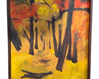 Mid Century Abstract Landscape Oil Painting