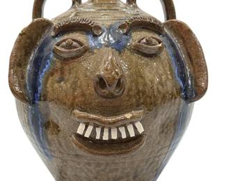 Folk Art Ugly Face Jug, A.V. SMITH