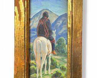 ILA MCAFEE (American 1897-1995) Taos Indian on Horseback Oil Painting