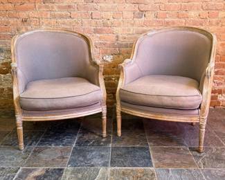 French Louis XVI Style Bergere Armchairs