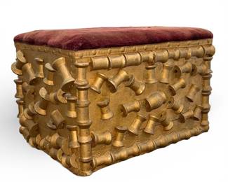 Tramp Art Spool Stool, Folk Art