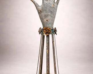 Large Folk Art Metal Hand Sculpture