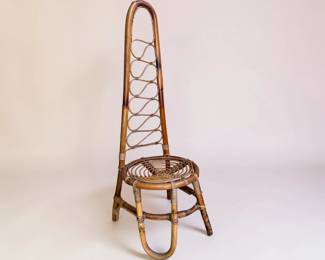 Italian Mid Century BONACINA Bamboo High Back Chair