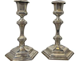 HOWARD & CO. NEW YORK Sterling Silver Candlestick Holders, Pair