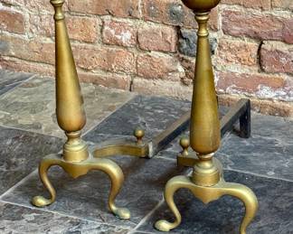 Vintage Brass Fireplace Andirons