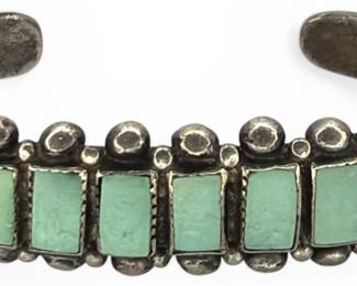 Old Pawn Southwestern Sterling & Turquoise Cuff Bracelet