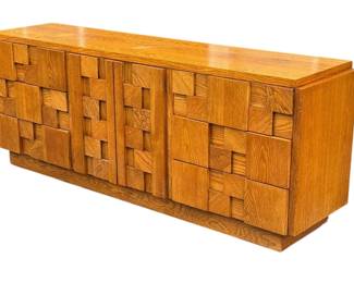 LANE Mid Century Brutalist Lowboy Dresser / Credenza