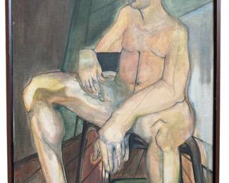 Mid Century Oil Portrait Painting of a Man