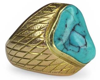 14k Gold Turquoise Vintage Southwestern Ring