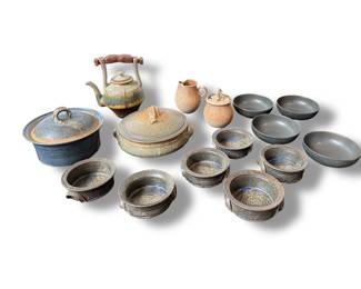 Large Collection of Studio Pottery, Lidded Dishes, and Bowls
