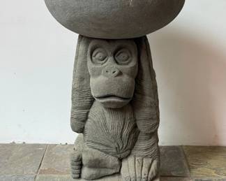 Hear No Evil Monkey Garden Statue Bird Bath