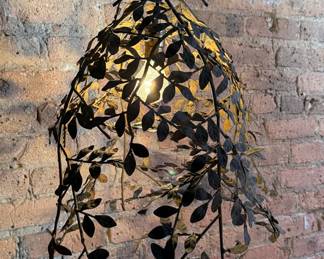 Modernist Iron Leaf Pattern Chandelier