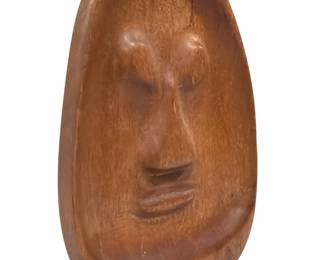 Mid Century Carved Wood Face Catchall