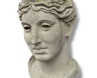Substantial Garden Bust of Greek Goddess Artemis