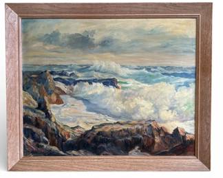 Large Mid Century Seascape Oil Painting