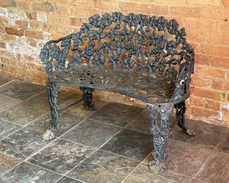 Victorian Black Cast Iron Garden Bench