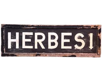 Vintage "Herbes" Wood Advertising Sign
