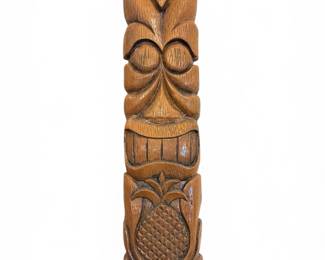 Mid Century Carved Wood Tiki Wall Hanging