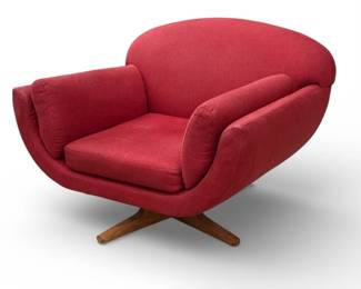 Modernist Oversized Red Club Lounge Chair